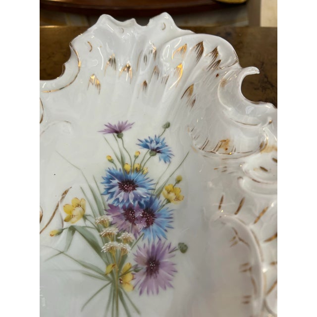 Antique Large CT Germany Divided Vegetable Dish. Transfer ware with hand painted highlights and hand painted gold trim. CT...