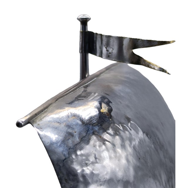 1960s Gio Ponti, Black Wood and Hammered Metal Sailing Ship, 1960s, Metal and Compressed Wood For Sale - Image 5 of 10