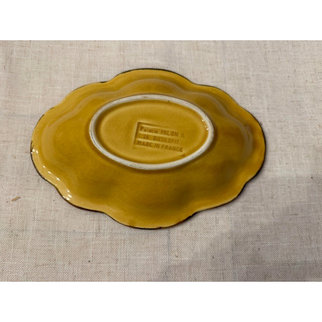 Authentic vintage French pottery by Poterie Milon S of Dieulefit, France. Finished in a warm mustard glaze with softly...