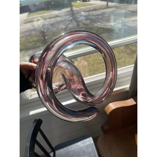 Glass Mid 20th Century Modern Sooner Glass Vase Purple Swirl Pulled Glass For Sale - Image 7 of 8