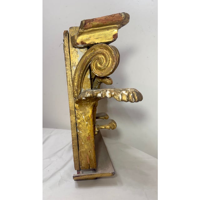 Large Antique 1700's Gilt Wood Corinthian Piller Architectural Salvage Sculpture For Sale - Image 13 of 15