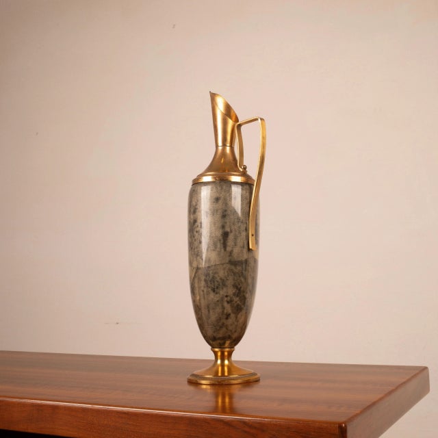Grey Parchment and Brass Thermos from Macabo, Cusano Milanino, Italy, 1960 For Sale - Image 6 of 15