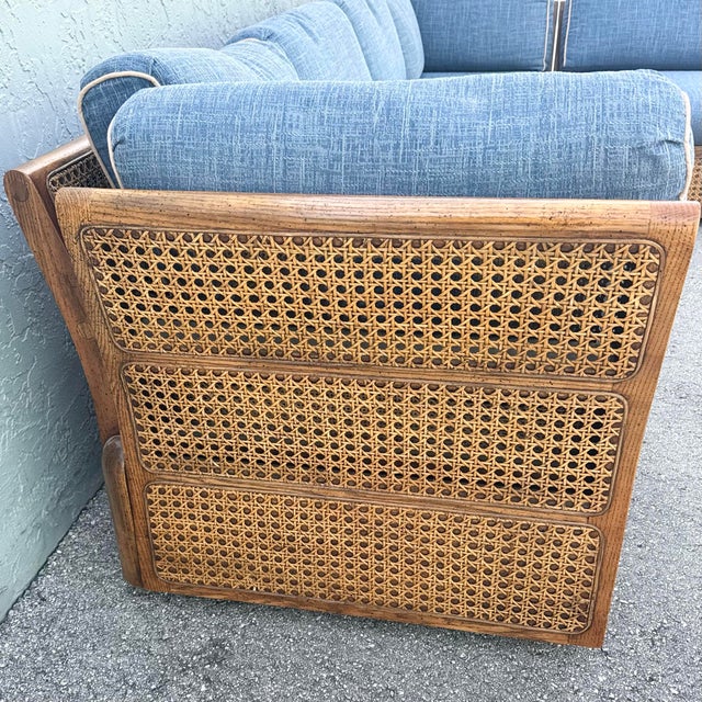 Vintage Boho Chic Cane and Oak Modular Sofa by Desoto - 6 Pieces For Sale - Image 11 of 12