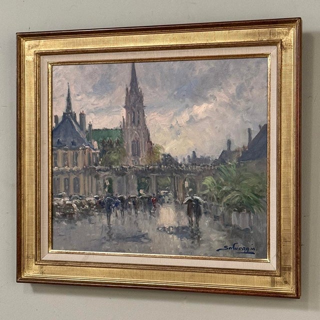 1970s Framed Oil on Canvas by José Salvaggio (1953-) 'Place De La Carrière ~ Nancy' For Sale - Image 5 of 16
