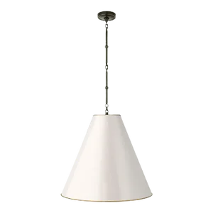 Thomas O'Brien for Visual Comfort Signature Goodman Large Hanging Lamp in Bronze with Antique White Shade