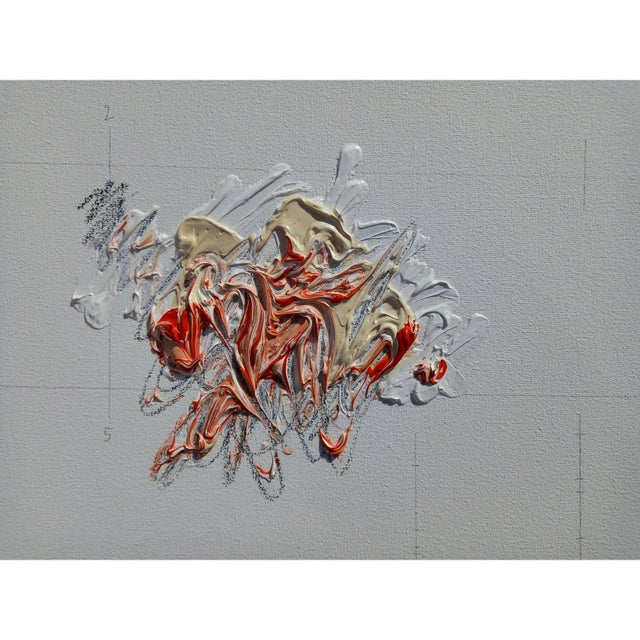 Contemporary # 'Flower' #3 - High-End Framed Cy Twombly Style Minimalist Botanic Oil on Canvas For Sale - Image 3 of 10