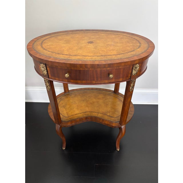 Maitland - Smith Maitland Smith Mahogany Leather Top Occasional Table Side Table For Sale - Image 4 of 12