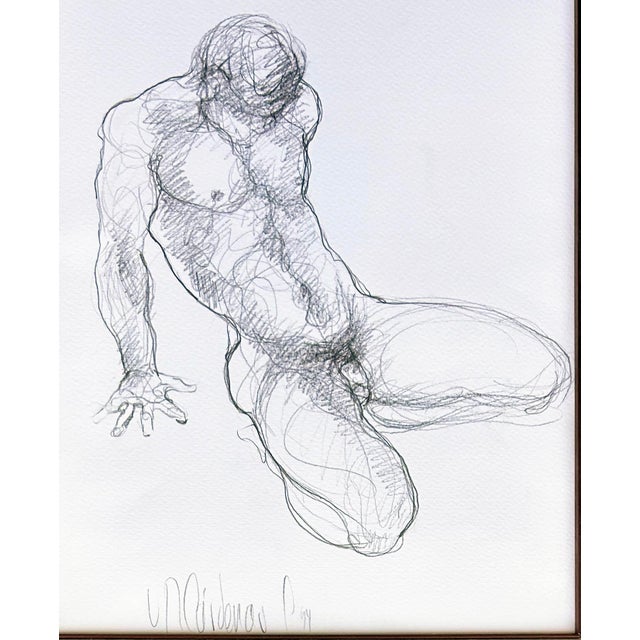 Male Nude Study Pencil Drawing by Colombian Artist Cardenas, 1 of 2 (#2) Offered for sale is a male nude pencil drawing by...