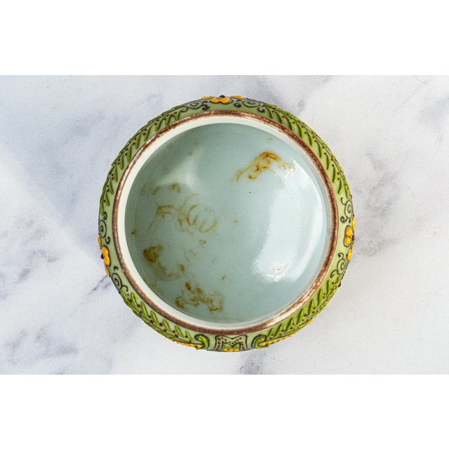 Rare Nippon Antique Hand Painted Native American Indian Chief Tobacco Humidor Porcelain Lidded Jar For Sale - Image 17 of 18