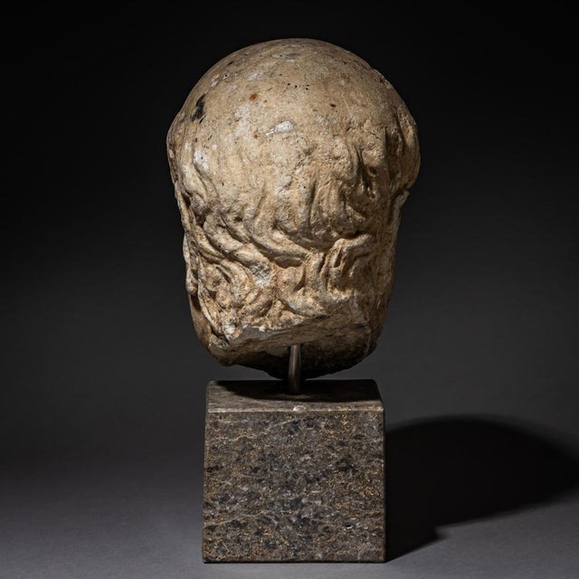 Marble & Granite Head of an Elderly Man, 1800s For Sale - Image 5 of 7