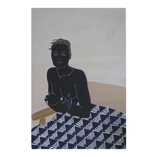 Her Thoughts Lingered, Female Nude Figurative Linocut Original Print, Unframed, 2020 For Sale