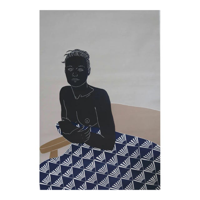 Her Thoughts Lingered, Female Nude Figurative Linocut Original Print, Unframed, 2020 For Sale