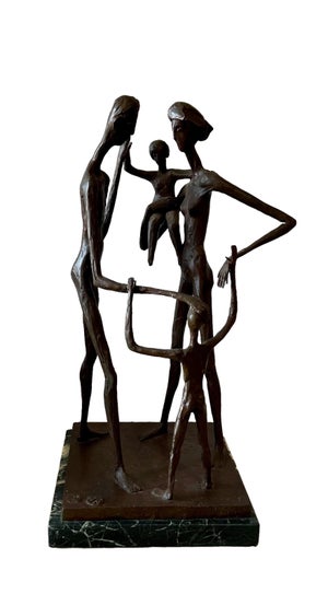 Wolfgang Behl, Large Modernist Bronze Abstract Figural Sculpture "Family" Wolfgang Behl