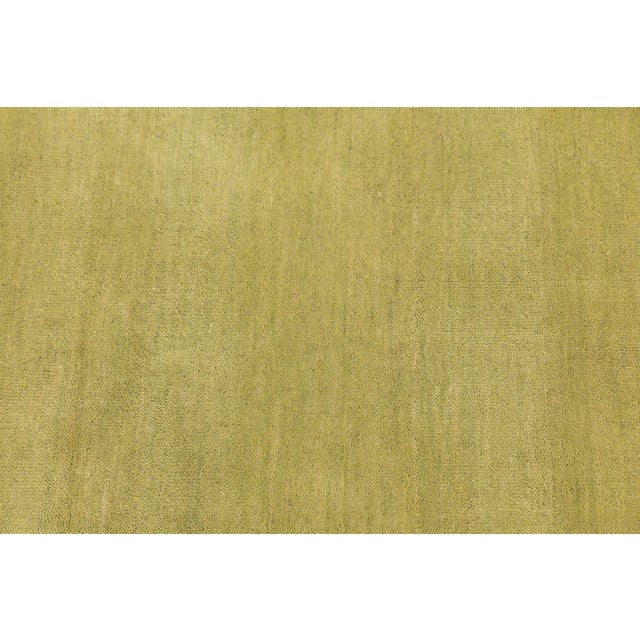 Apadana's Modern Gabbeh Hand-Loom Wool Area Rug in Citron Color For Sale In New York - Image 6 of 9
