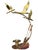 Striking vintage mid-century mixed-metal wall sculpture and candle sconce featuring three stylized birds in flight above a...