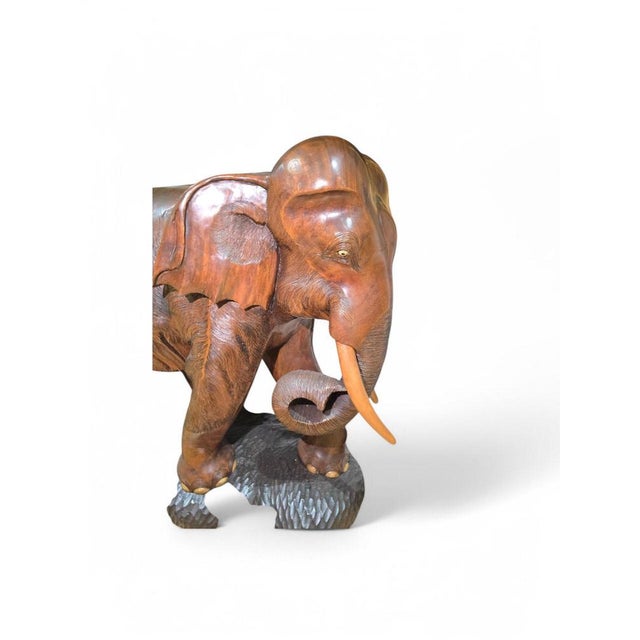 Brown Large Wood Elephant, 1950s For Sale - Image 8 of 12