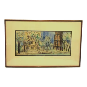 Vintage Modern Kenwood Water Tower, Minneapolis, Minnesota Watercolor Painting Signed Tl