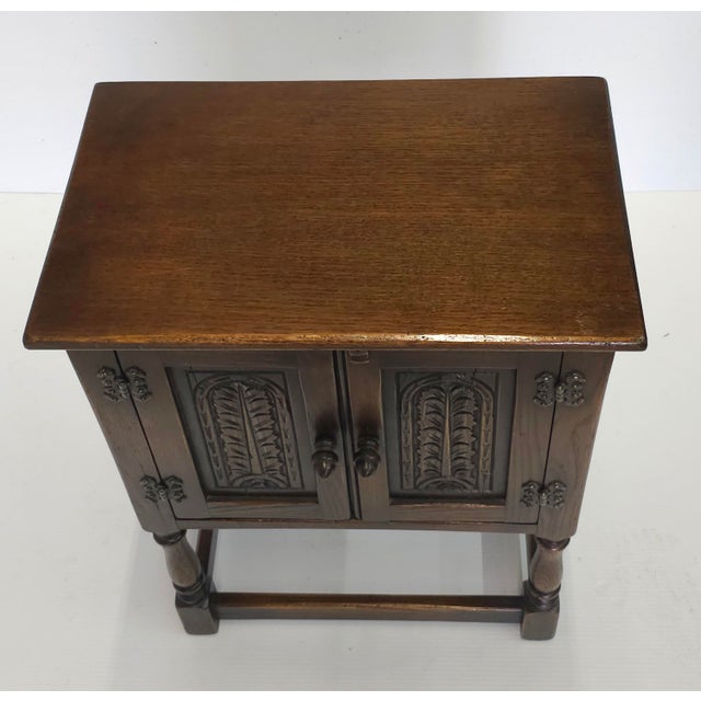 Traditional 20th Century Edwardian Style Dark Oak Side Cabinet For Sale - Image 3 of 8