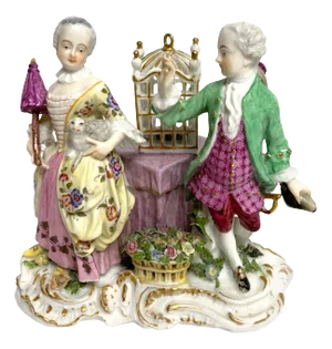 19th Century Meissen Birdcage Grouping
