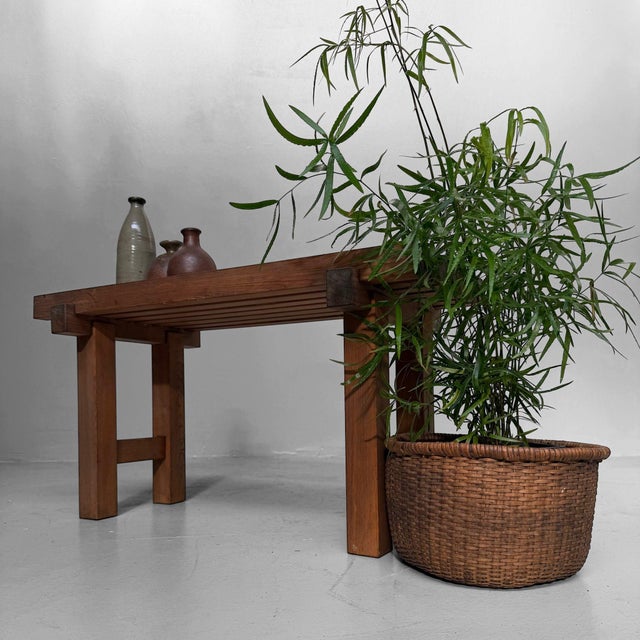 Mid-Century Modern Vintage Japanese Minimalist Display Bench, 1960s For Sale - Image 3 of 14