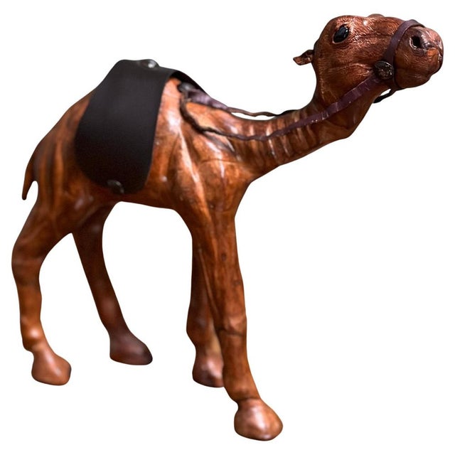 Leather and Hand-Carved Wood Camel from Liberty's London For Sale - Image 9 of 9