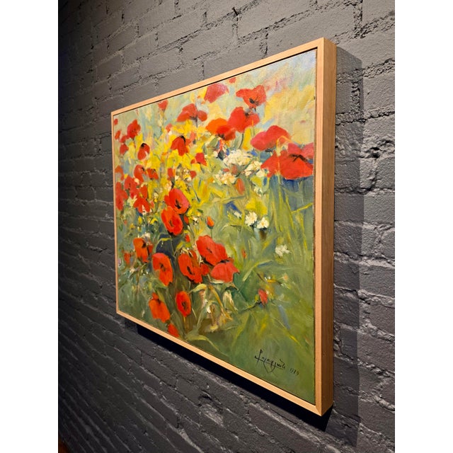 Babken Kolozian - Red Poppy Field 1979-Original Armenian Mid-Century Oil Painting For Sale - Image 11 of 13