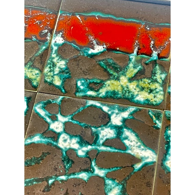 1950s Side Table Magazine Holder Attributed to Jacques Adnet With Lava Stones Tiles For Sale - Image 9 of 12