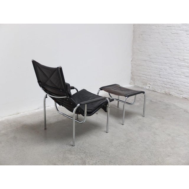 Metal Set of Reclining He1106 Lounge Chair with Ottoman by Hans Eichenberger for Strässle, 1978 For Sale - Image 7 of 16