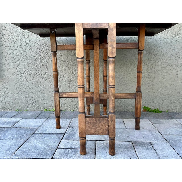 Brown Vintage Mid 20th Century Wood Gate Leg Drop Leaf Table For Sale - Image 8 of 12