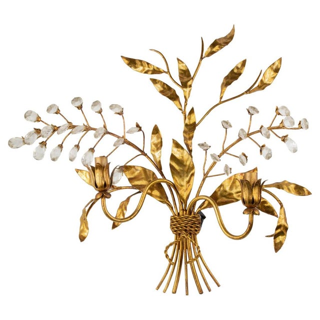 Gilded Brass Bracket Lamp in the style of Hans Kohl, Late 20th Century For Sale - Image 5 of 5
