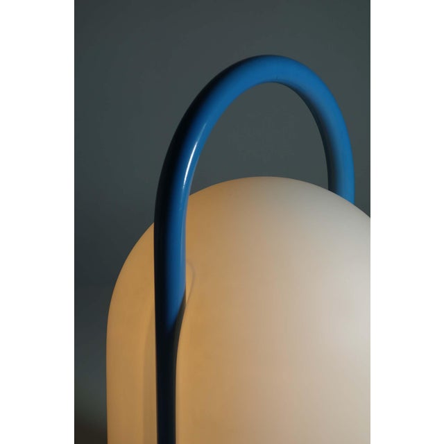 Blue Vintage Italian Glass Tender Table Lamp, 1980 For Sale - Image 8 of 9