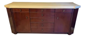 Vintage Paul Frankl for Johnson Furniture Company Cork and Mahogany Credenza With Brass Hardware