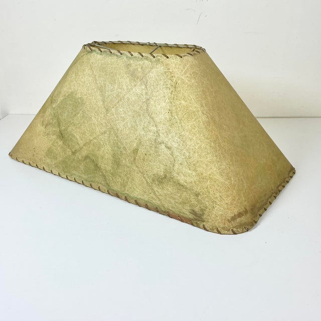 Mid-Century Modern 1950s Vintage Boho Chic Arts & Crafts Rectangular Fiberglass Lamp Shade. For Sale - Image 3 of 13