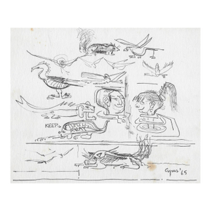 1965 Cyrus Stimson Alligator and Figure Drawing