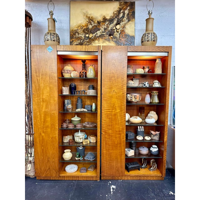 Pair of Mid Century Modern Display/Curio Cabinets by Founders Furniture from the Patterns 23 Collection (see catalog pages...