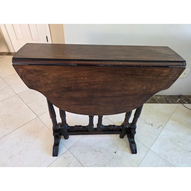 Jacobean Antique Jacobean Revival Gateleg Drop-Leaf Table With Bobbin Turned Legs For Sale - Image 3 of 12