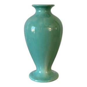 Mid-Century Hand Thrown Pottery Vase With Refined Teal Glaze