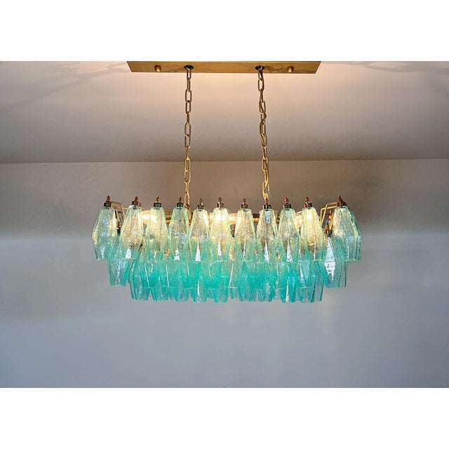 Turquoise Murano Glass Poliedri Chandelier by Carlo Scarpa, 1990s For Sale - Image 15 of 18