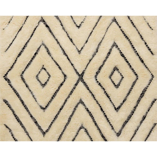Textile Elegant Diamond Hand-Knotted Moroccan Wool Runner | 19'5" X 3'10" | One of a Kind For Sale - Image 7 of 8