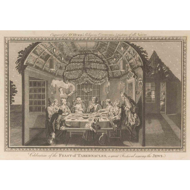 English School, "Celebration of the Feast of Tabernacles", Etching, 18th century, from D. Hurd's Religious Ceremonies &...
