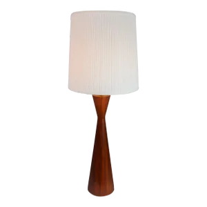 Mid-Century Modern Wood-Turned Hourglass Table Lamp in Solid Walnut Attributed to Phillip Lloyd Powell, Usa, C. 1960's