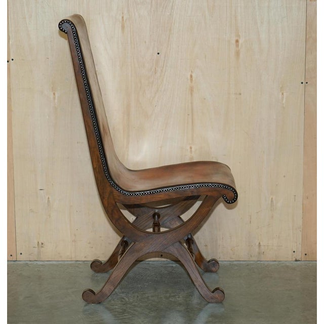 Spanish Brown Leather & Oak Dining Chairs by Pierre Lottier for Alamazan, Set of 6 For Sale - Image 13 of 18