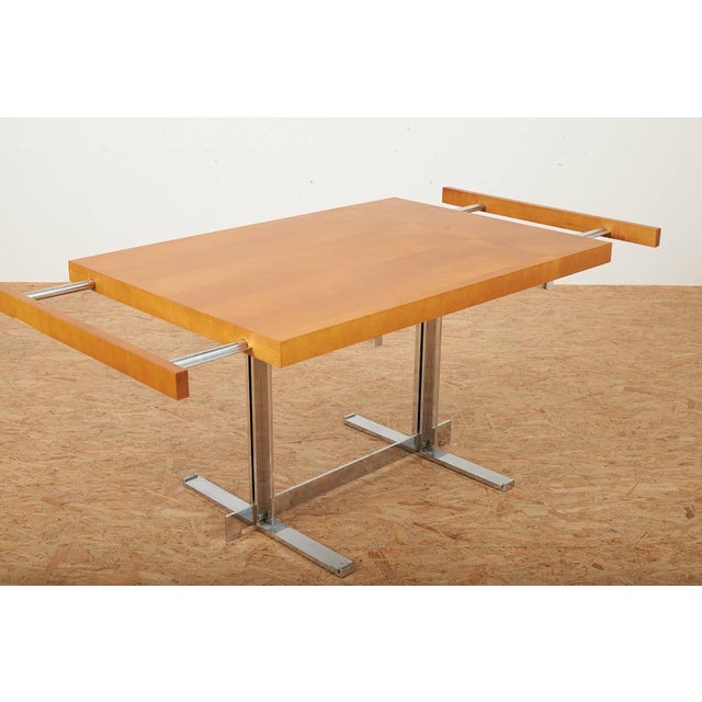 Silver Table with Chrome-Plated Steel Frame and 4 Extensions For Sale - Image 8 of 14