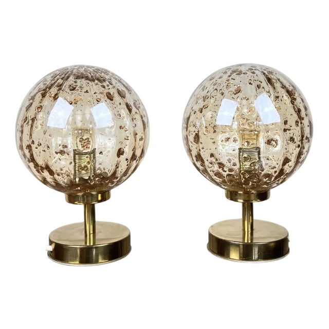 Mid-Century Table Lamps with Gold Flakes by Gino Sarfatti, 1960s, Set of 2 For Sale