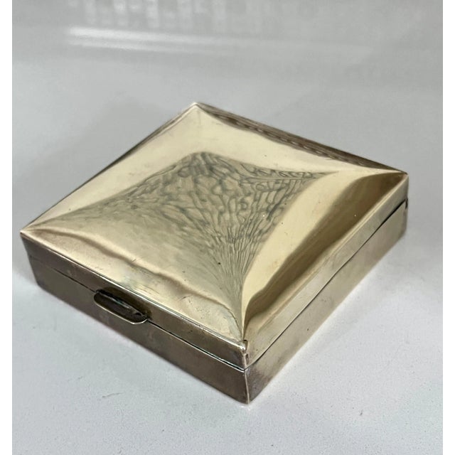 Mid-Century Modern Square Polished Brass Box with Wood Lining For Sale - Image 3 of 6