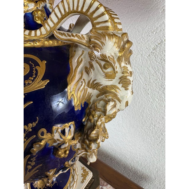 Ceramic Early 20th Century French Porcelain Hand Painted Classical Lamp For Sale - Image 7 of 12