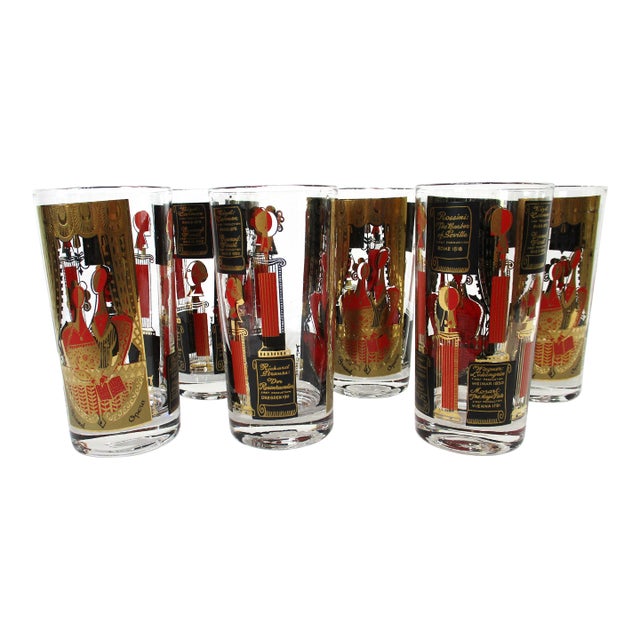 Mid 20th Century Georges Briard Grand Opera Highball Glasses For Sale