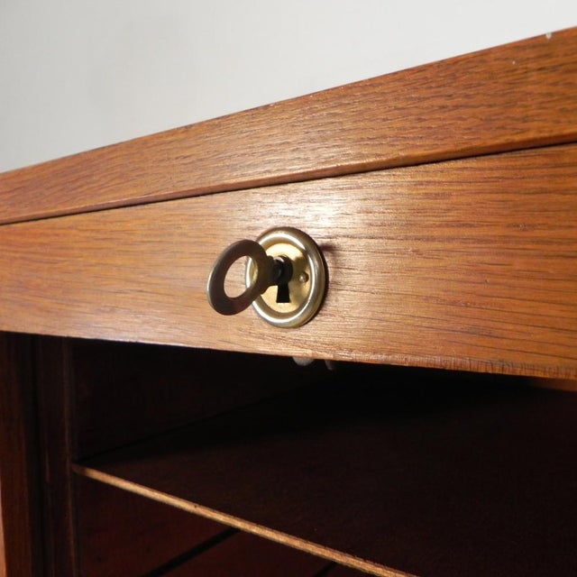 Oak Roller Shutter Cabinet, 1950s For Sale - Image 11 of 18