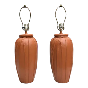 Leather Wrapped Mid-Century Lamps - a Pair