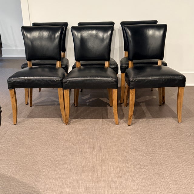 Wood Set of 6 R H Leather Dining Chairs For Sale - Image 7 of 7